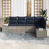 vidaXL Garden Sofa Set with Cushion 5 pcs Grey Poly Rattan