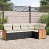 vidaXL 5 Piece Garden Sofa Set with Cushions Black Poly Rattan