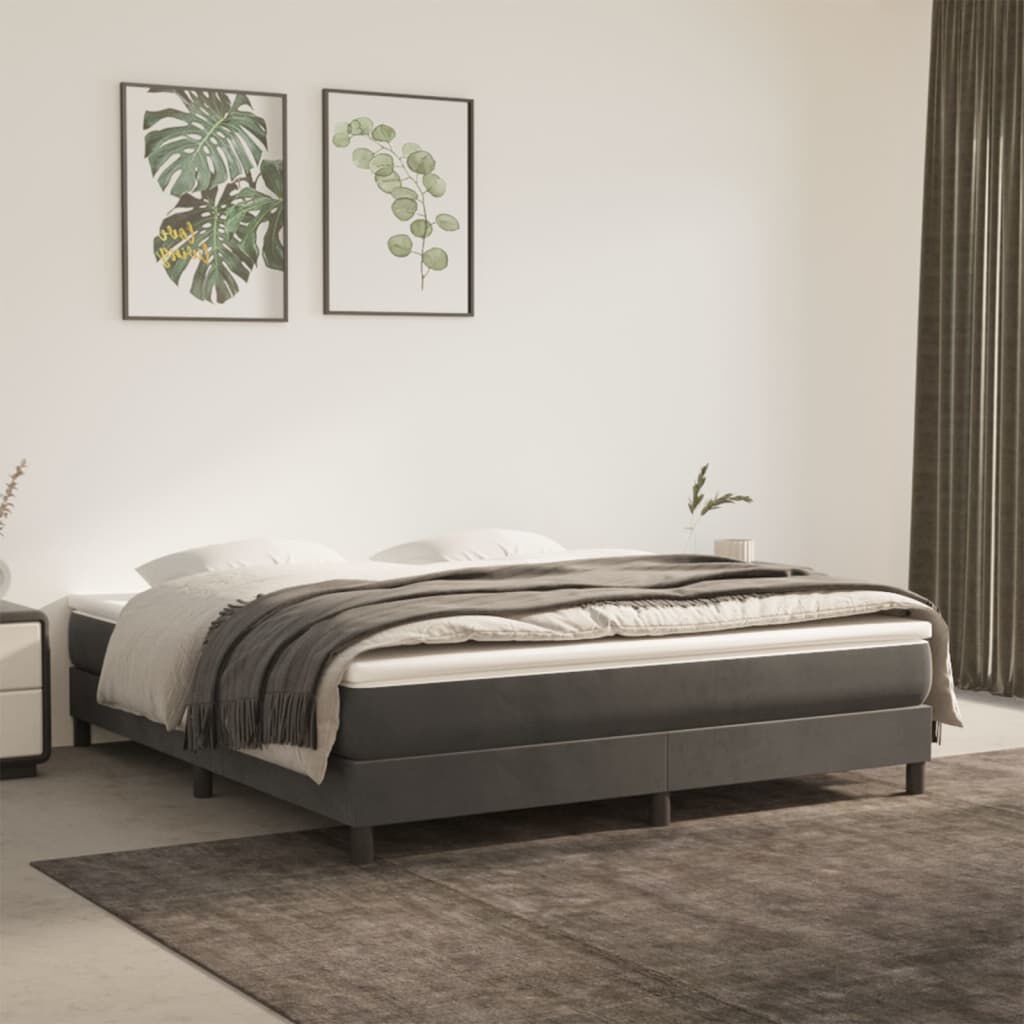 vidaXL Bed Frame without Mattress Dark Grey King Velvet (US Only)