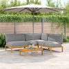 vidaXL Sofa Set with Cushion Plain Manual 4 pcs Grey Solid Acacia Wood