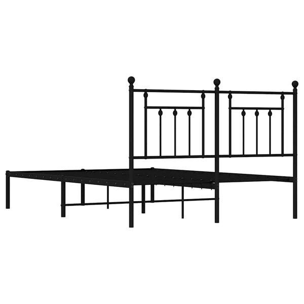 vidaXL Metal Bed Frame without Mattress with Headboard Black 150x200cm