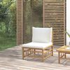 vidaXL Garden Middle Sofa with Cream White Cushions Bamboo