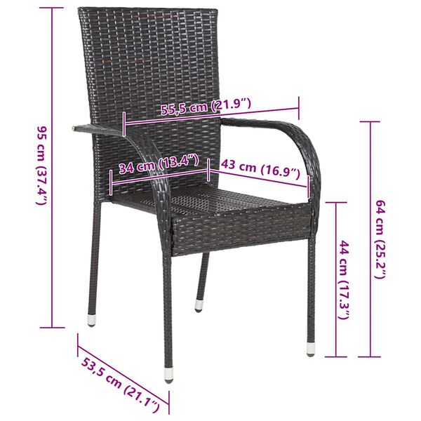 vidaXL Stackable Outdoor Chairs 4 pcs Poly Rattan Brown