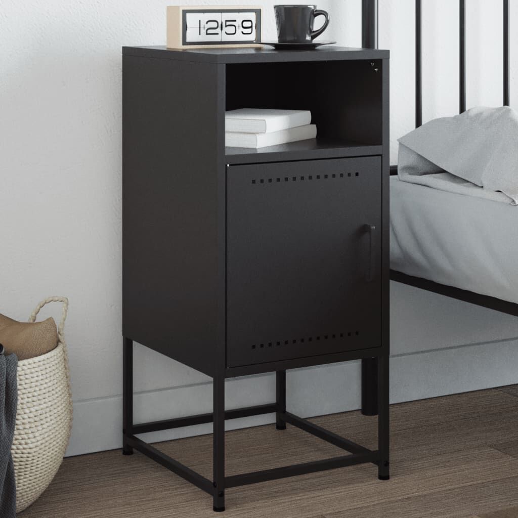 vidaXL Bedside Cabinet Black 36x39x78 cm Steel