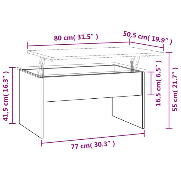 vidaXL Coffee Table Black 80x50.5x41.5 cm Engineered Wood