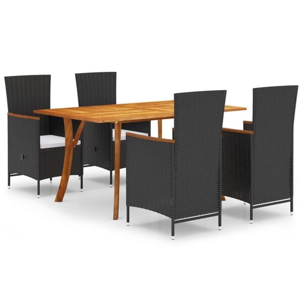 vidaXL 5 Piece Garden Dining Set Black