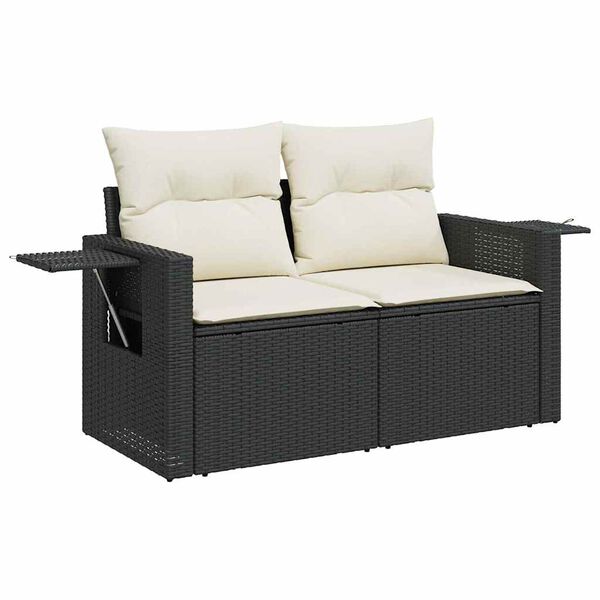 vidaXL 5 Piece Garden Sofa Set with Cushions Black Poly Rattan