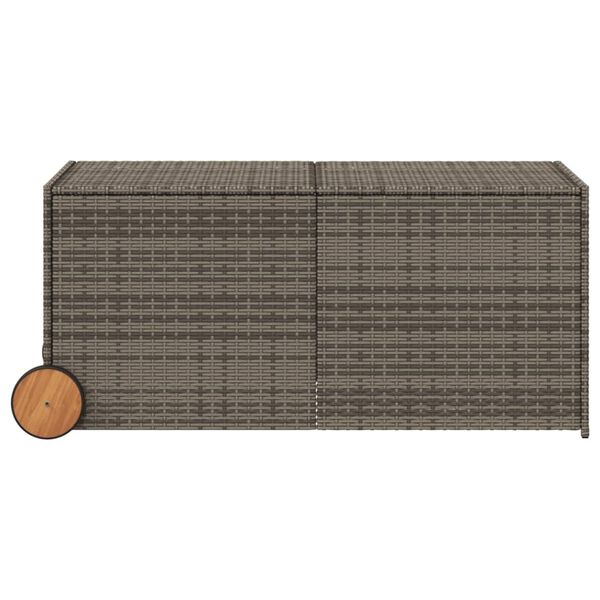 vidaXL Garden Storage Box with Wheels Grey 283L Poly Rattan