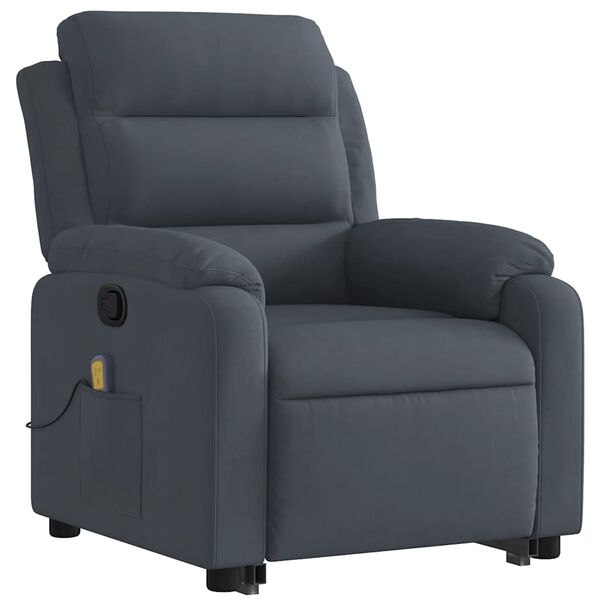 vidaXL Stand up Massage Recliner Chair Dark Grey Velvet