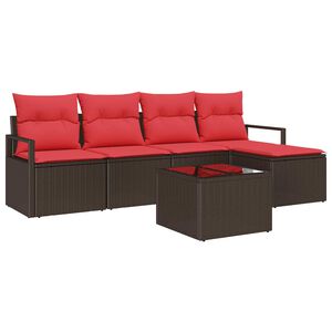 vidaXL Sofa Set 6 pcs Brown Poly Rattan