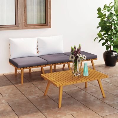 vidaXL 4 Piece Garden Lounge Set with Cushions Solid Wood Acacia