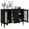 vidaXL Sideboard SENJA Rattan Look Black 112x40x80 cm Solid Wood Pine
