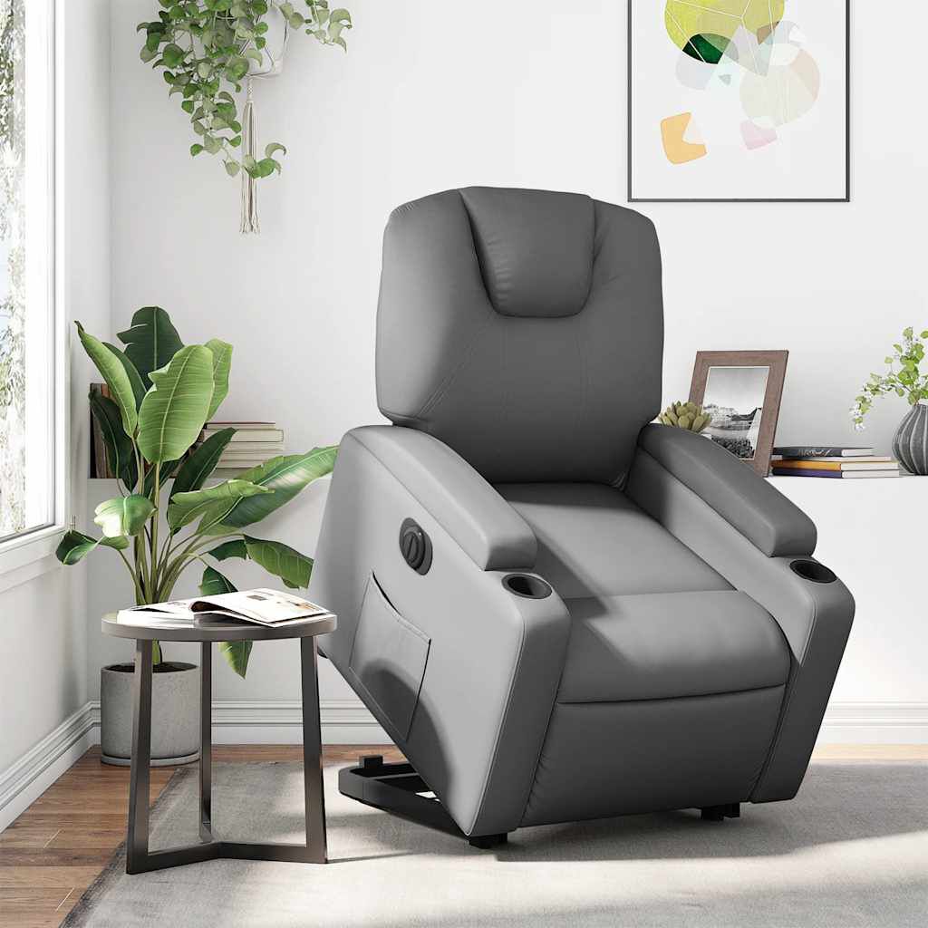 vidaXL Electric Stand up Recliner Chair Grey Faux Leather