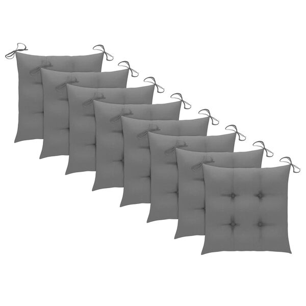 vidaXL Garden Chairs with Cushions 8 pcs Solid Acacia Wood Grey
