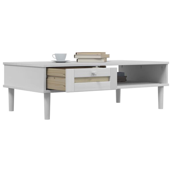 vidaXL Coffee Table SENJA Rattan Look White 100x55x33 cm Solid Wood