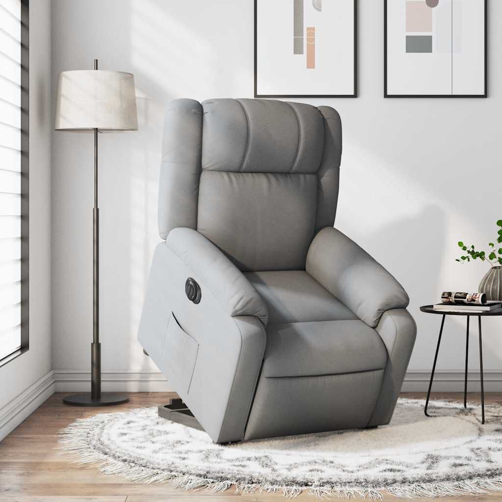 vidaXL Electric Stand up Recliner Chair Light Grey Fabric