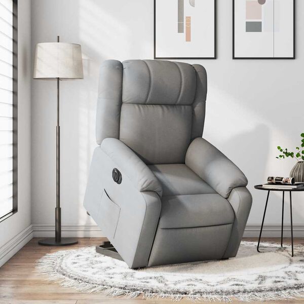 vidaXL Electric Stand up Recliner Chair Light Grey Fabric