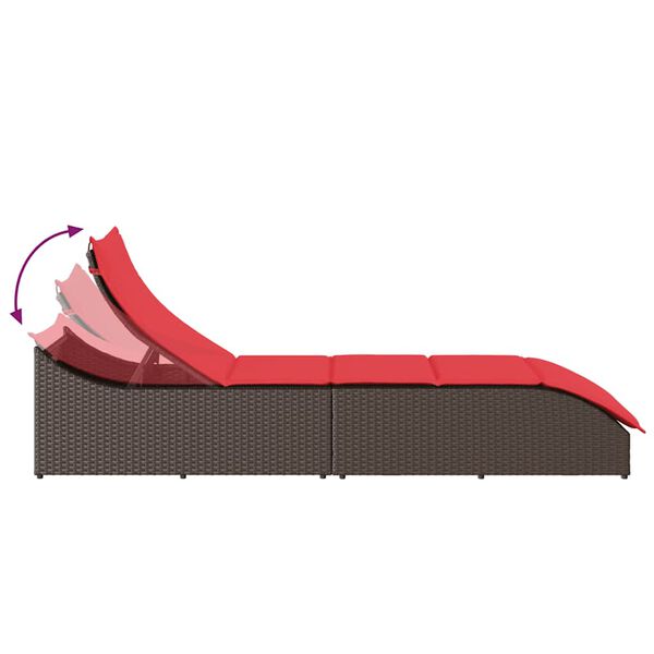 vidaXL Folding Sun Lounger with Cushion and Storage Brown Poly Rattan