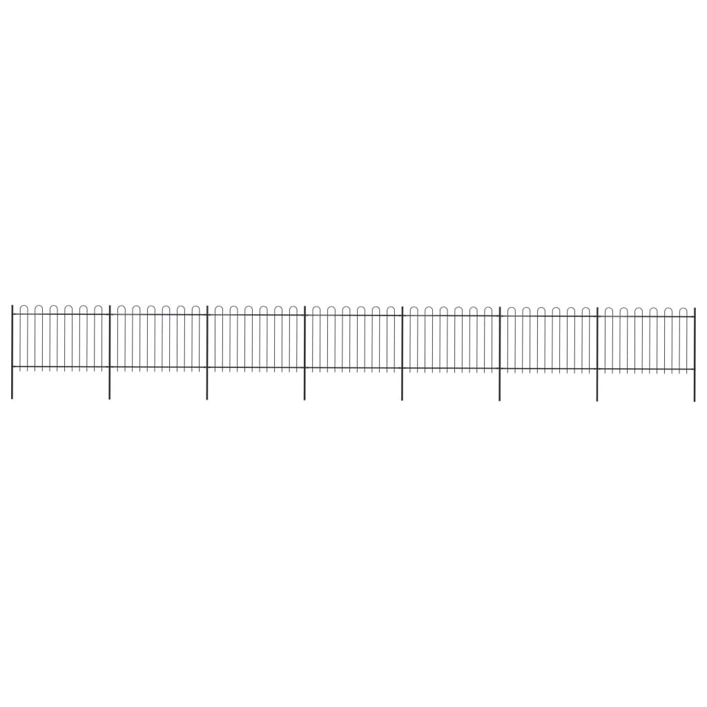 vidaXL Garden Fence with Hoop Top Steel 11.9x1.2 m Black