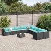 vidaXL 11 Piece Garden Sofa Set with Cushions Black Poly Rattan