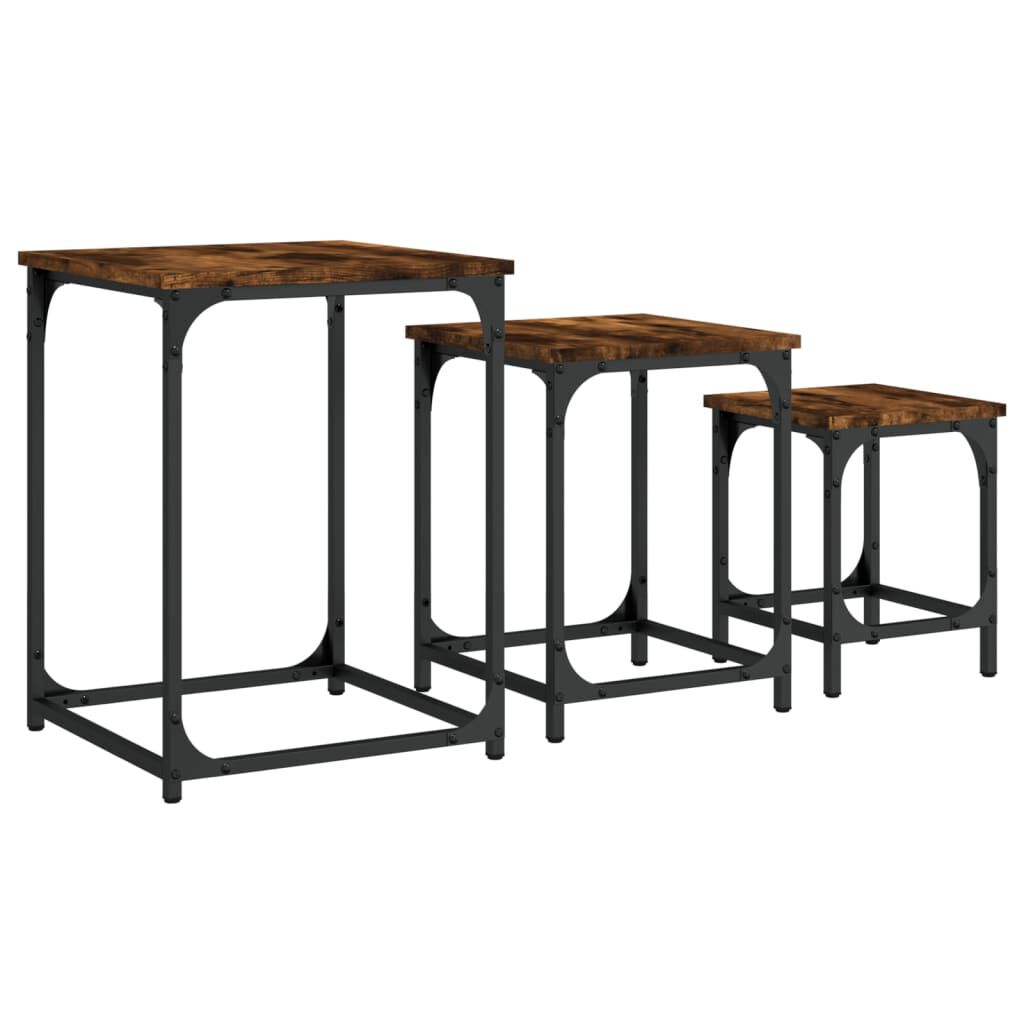 vidaXL Nesting Coffee Tables 3 pcs Smoked Oak Engineered Wood