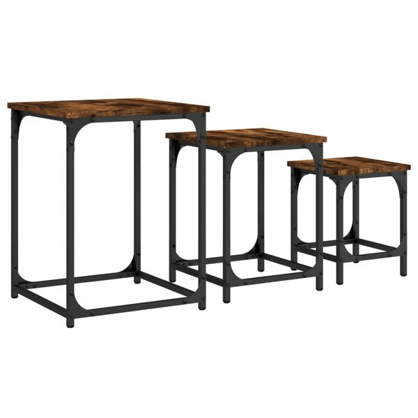 vidaXL Nesting Coffee Tables 3 pcs Smoked Oak Engineered Wood