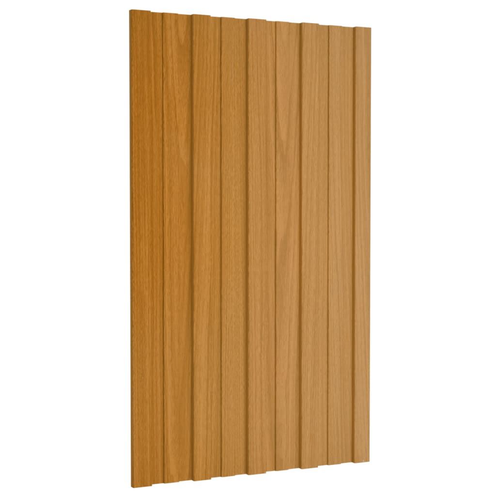 vidaXL Roof Panels 12 pcs Galvanised Steel Light Wood 80x45 cm