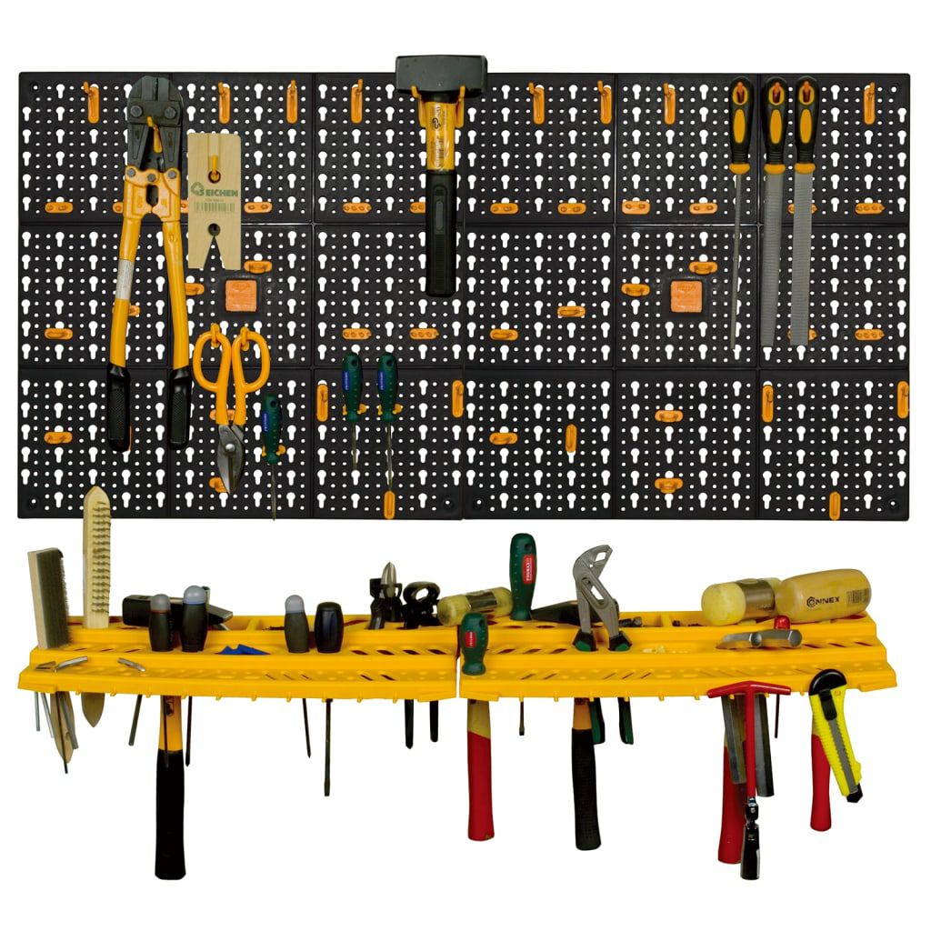 vidaXL Tool Wall 500x1000 mm 50 Hooks PP