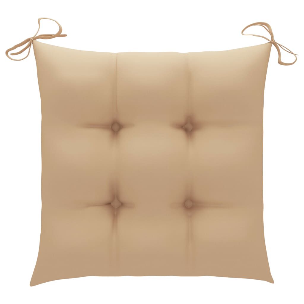 vidaXL Garden Chairs 2 pcs with Beige Cushions Solid Teak Wood