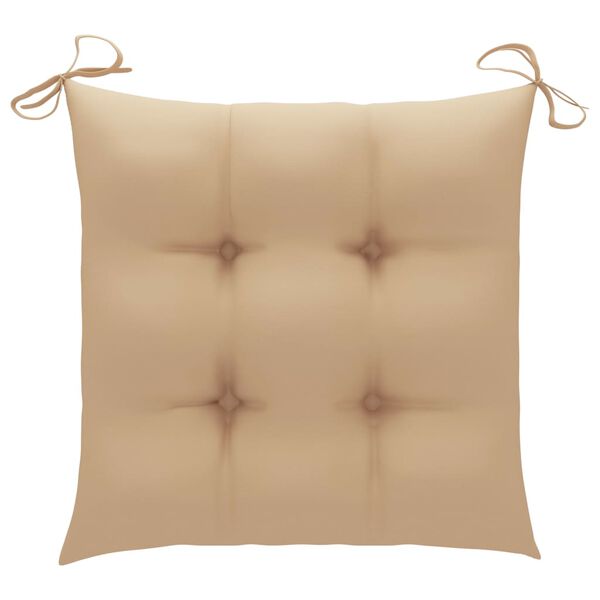 vidaXL Garden Chairs 2 pcs with Beige Cushions Solid Teak Wood