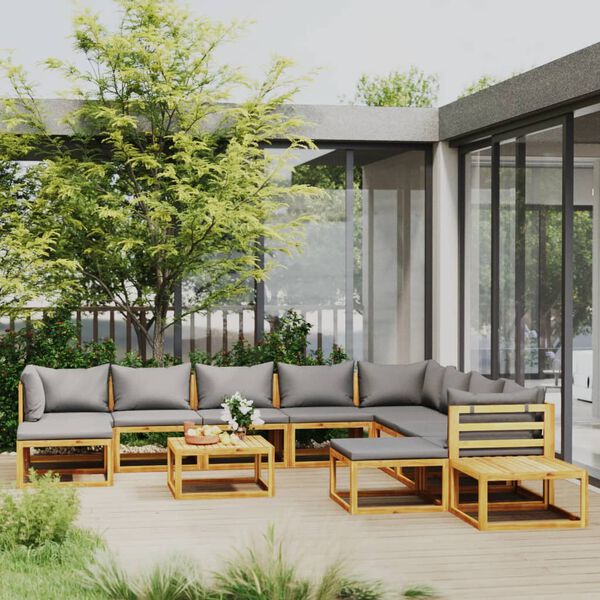 vidaXL 12 Piece Garden Lounge Set with Cushion Solid Acacia Wood