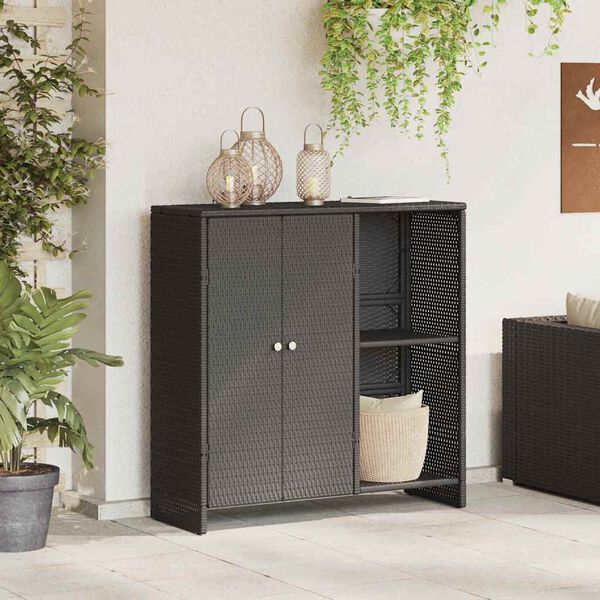 vidaXL Storage Cabinet with Storage Black 100 x 36 x 102 cm Rattan