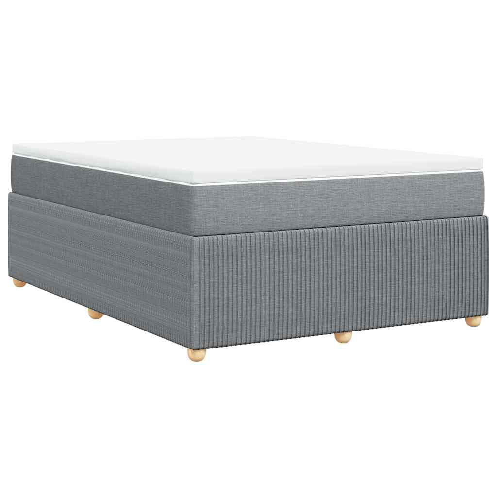 vidaXL Box Spring Bed with Mattress Light Grey Queen Fabric