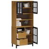 vidaXL Highboard with Glass Doors FLAM 80x40x180 cm Solid Wood Pine