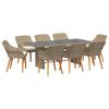 vidaXL Garden Dining Set with Cushion 9 pcs Beige Poly Rattan
