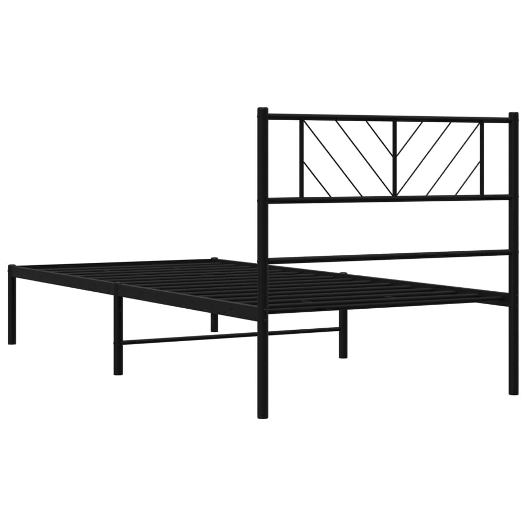 vidaXL Metal Bed Frame without Mattress with Headboard Black 100x190cm