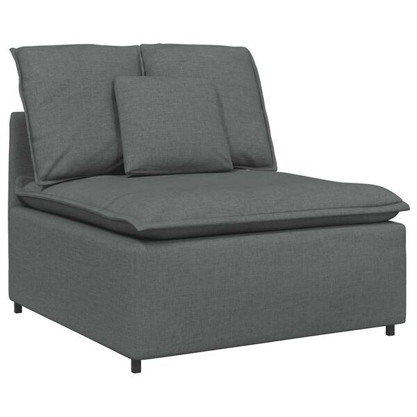 vidaXL Modular Sofa with Footstool&Cushions Fabric Dark Grey