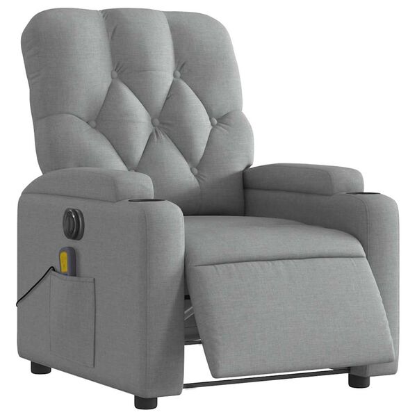 vidaXL Electric Massage Recliner Chair Light Grey Fabric