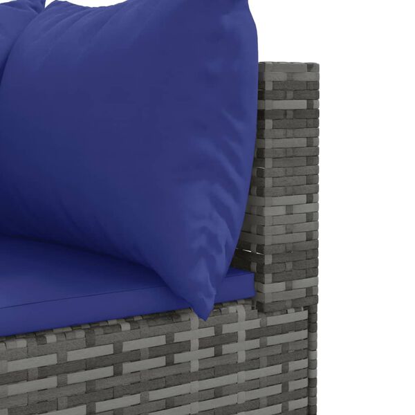vidaXL 6 Piece Garden Lounge Set with Cushions Grey Poly Rattan