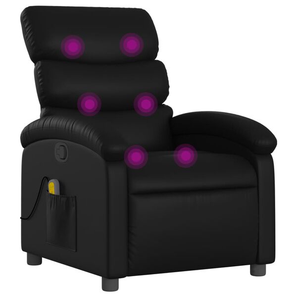 vidaXL Massage Recliner Chair Black Faux Leather