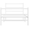 vidaXL Metal Bed Frame without Mattress with Footboard White 100x200cm