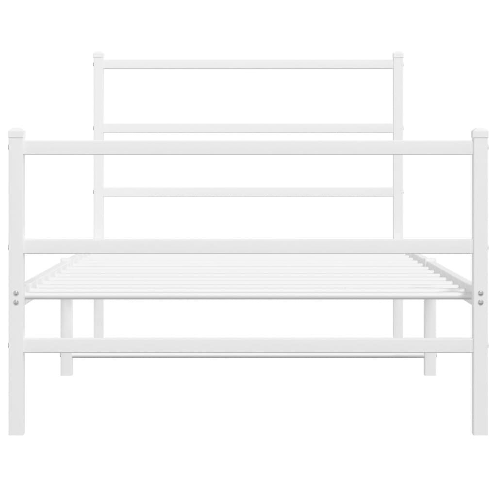 vidaXL Metal Bed Frame without Mattress with Footboard White 100x200cm