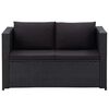 vidaXL 3 Piece Garden Lounge Set with Cushions Poly Rattan Black