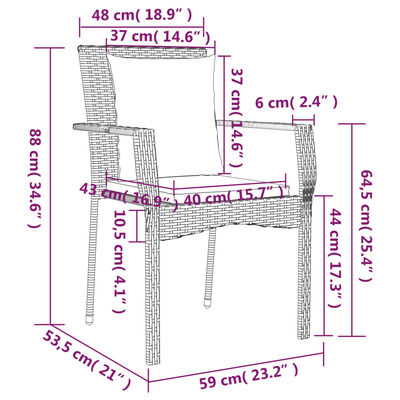 vidaXL 7 Piece Garden Dining Set with Cushions Grey Poly Rattan