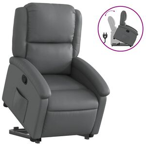 vidaXL Stand up Recliner Chair Grey Faux Leather