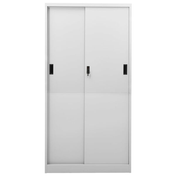 vidaXL Office Cabinet with Sliding Door Light Grey 90x40x180 cm Steel