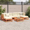 vidaXL 7 Piece Garden Sofa Set with Cushions Wax Brown Solid Wood Pine