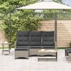 vidaXL Reclining Garden Sofa with Cushions L-shaped Grey Poly Rattan