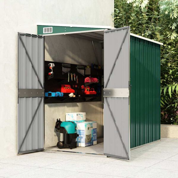 vidaXL Wall-mounted Garden Shed Green 118x194x178 cm Galvanised Steel