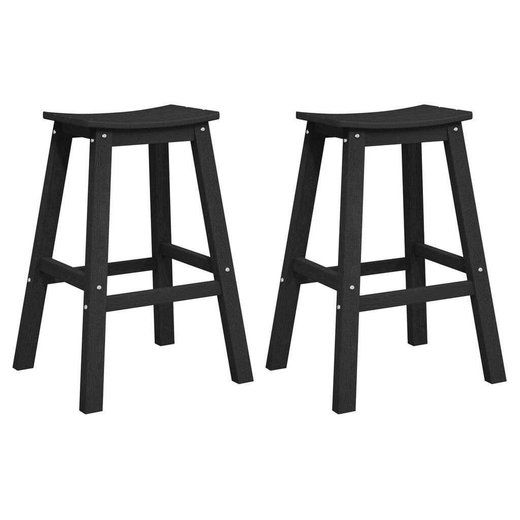 vidaXL Bar Stool 2 pcs Black 52 x 43 x 73.5cm Plastic